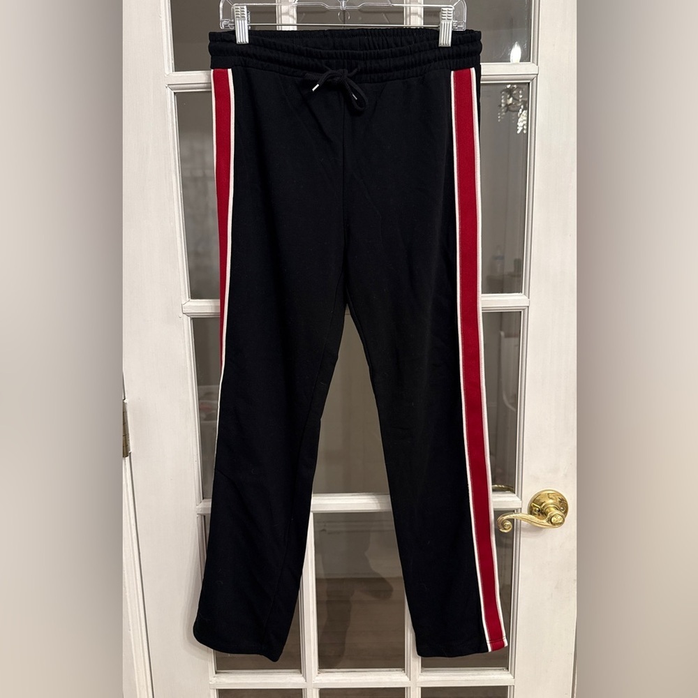 ZARA TRAFALUC Women's Black Red Side Stripe Drawstring Pants Size S